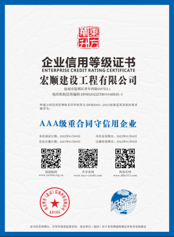 AAA級重合同守信用企業